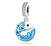 Ciondolo in argento Sterling 925 a forma di pesce Gesù, marino, oceano, compatibile con braccialetti Pandora