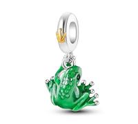 Ciondolo in argento Sterling 925 a forma di rana, con scritta "Kiss A King", compatibile con braccialetti Pandora