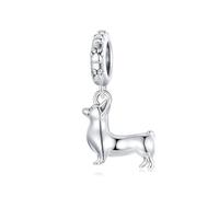 Ciondolo in argento Sterling 925 con cane Corgi per braccialetti Pandora, Argento sterling, argento sterling.