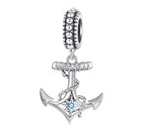 Ciondolo in argento sterling 925 con ciondolo a forma di ancora per nave, adatto per la collana del braccialetto Pandora
