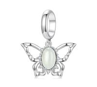 Ciondolo in argento sterling 925 con farfalla, giada, per bracciale Pandora, regalo per donne e ragazze