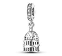 Ciondolo in argento Sterling 925 con la cattedrale di San Paolo, compatibile con ciondoli Pandora e molti altri braccialetti con ciondoli del Regno Unito.