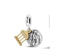 Ciondolo in argento Sterling 925 con la dea greca Atena e il tempio, compatibile con ciondoli Pandora e molti altri braccialetti con charm del Regno Unito