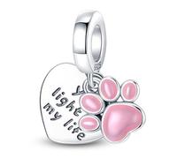 Ciondolo in argento Sterling 925 con scritta "Glow In The Dark You Light Up My Life", a forma di cuore, compatibile con braccialetti Pandora