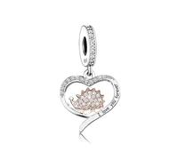 Ciondolo in argento Sterling 925 con scritta "I love you forever", a forma di riccio, compatibile con braccialetti Pandora