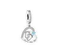 Ciondolo in argento Sterling 925 con scritta "Mom Sister Daughter Runner Dad Bradipo Gufo, Crocifisso, Crocifisso, Fede, Gesù, Oro rosa, Cuore, Cristallo", compatibile con braccialetti Pandora Moments