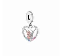 Ciondolo in argento Sterling 925 con scritta "Not Sisters By Blood But Sisters By Heart", compatibile con braccialetti Pandora