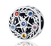 Ciondolo in argento Sterling 925 con segno zodiacale e costellazione di Pentecoste, compatibile con braccialetti Pandora