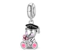 Ciondolo in argento Sterling 925 con zirconia cubica, per braccialetti o collane Pandora, per laurea, San Valentino, Natale, Misura unica, Argento sterling Zirconia cubica, Zirconia cubica