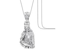 Ciondolo in argento Sterling (argento con purezza al 92,5%) con ciondolo a catena Sai Baba con scritta in lingua inglese "God Shree" (ciondolo con catena a serpente) per uomini e donne in puro argento