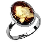 Ciondolo in argento Sterling con ambra cameo anello Dimensioni 5,6,7,8,9,10,11,12, Argento, 17, cod. 23027-8