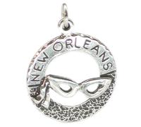 Ciondolo in argento sterling con maschera Mardi Gras New Orleans .925 x 1