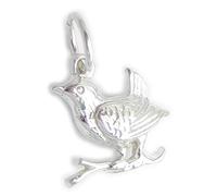 Ciondolo in argento sterling con uccello su un ramo .925 x 1 Ciondoli con uccelli