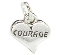 Ciondolo in argento sterling cuore coraggio .925 x 1 ciondoli forza e amore