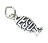 Ciondolo in argento sterling Jesus Christian Fish .925 x 1 Charms religiosi