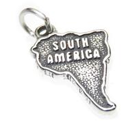 Ciondolo in argento sterling mappa del Sud America .925 x1 ciondoli sudamericani