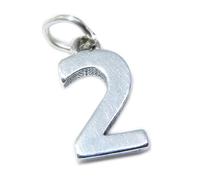 Ciondolo in argento sterling numero 2 .925 x 1 Numeri Due ciondoli