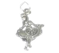 Ciondolo in argento sterling ragazza che balla con gioia cuore .925 x 1 Happy ch