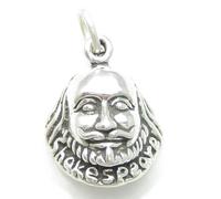 Ciondolo in argento sterling testa di William Shakespeare .925 x 1 charms Inghil