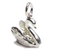 Ciondolo in argento sterling uccello cigno .925 x 1 ciondoli uccelli cigni