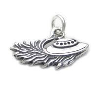 Ciondolo in argento sterling UFO 2D Spaceship .925 x 1 ciondoli Flying Saucer