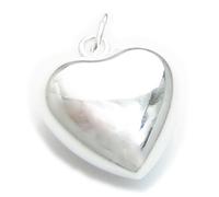 Ciondolo in argento sterling vuoto a cuore gonfio d'amore .925 x 1 ciondoli a cu