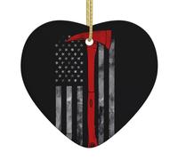 Ciondolo in ceramica a forma di albero di Natale, 6,9 x 7,6 cm, WHJSHOP Firefighter Axe Red Line Flag stampe facilmente appeso nei centri commerciali e negozi