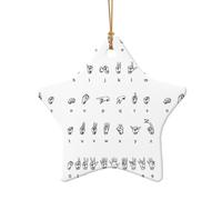 Ciondolo in ceramica a forma di albero di Natale, a forma di stella, lingua del segno dell'alfabeto, ornamenti decorativi da appendere, decorazioni natalizie per interni, casa, vacanze, feste