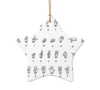 Ciondolo in ceramica a forma di albero di Natale, a forma di stella, lingua del segno dell'alfabeto, ornamenti decorativi da appendere, decorazioni natalizie per interni, casa, vacanze, feste