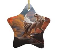 Ciondolo in ceramica a forma di albero di Natale Yyhwhjde con stampe di animali strani progettati specificamente per le vacanze, 7,9 x 7,9 cm