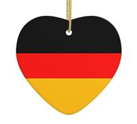 Ciondolo in ceramica a forma di cuore con bandiera della Germania, il pezzo di ceramica è disponibile con filo di seta