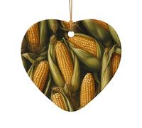 Ciondolo in ceramica a forma di cuore stampato a forma di mais, perfetto per decorare l'albero di Natale per feste invernali