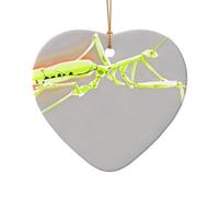 Ciondolo in ceramica a forma di cuore stampato con mantide incandescente, perfetto per decorare l'albero di Natale per feste invernali