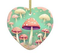 Ciondolo in ceramica a forma di fungo da sogno a forma di cuore, il pezzo di ceramica è disponibile con filo di seta