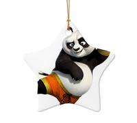 Ciondolo in ceramica a forma di stella con panda gigante che conosce il kung fu, perfetto per decorare l'albero di Natale per feste invernali