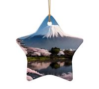 Ciondolo in ceramica a forma di stella stampata all'inizio della primavera del Monte Fuji, perfetto per decorare l'albero di Natale in casa per feste invernali