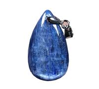 Ciondolo in cristallo di cianite naturale Ciondolo in pietra di cianite blu Gioielli for donna Uomo Regalo di guarigione 27x15x5mm Perline Occhio di gatto Goccia d'acqua Nastro Pietra preziosa AAAAA