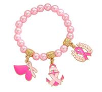 Ciondolo in lega con perline per la consapevolezza della salute, regolabile, con perline a forma di rosa, per occasioni speciali e consapevolezza degli eventi, One Size, come descritto
