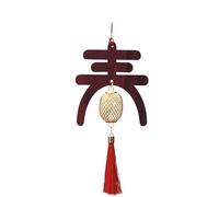 Ciondolo in legno della fortuna for il capodanno 2026 - Dio della ricchezza che scuote la testa, decorazione da appendere for il soggiorno - Benedizione della porta con nodo cinese(Needtobeinstalle)