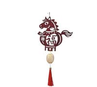 Ciondolo in legno della fortuna for il capodanno 2026 - Dio della ricchezza che scuote la testa, decorazione da appendere for il soggiorno - Benedizione della porta con nodo cinese(Blessedimmediately)