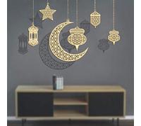 Ciondolo in legno Ornamento 6 pezzi Ramadan Decorazione, Mezzaluna Stella Stile Luce Forma per Ramadan Eid Mubarak Decorazioni
