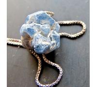 Ciondolo in macla di zaffiri blu naturale GREZZO. Argento 925