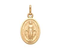 Ciondolo in oro 9 kt, con medaglietta votiva, 12 mm, ideale come regal per comunione e battesimo