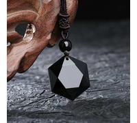Ciondolo in ossidiana naturale con pietra esagonale per protezione collane con ciondolo a forma di esagramma, amuleto, gioielli per uomini e donne, decorazione per la casa