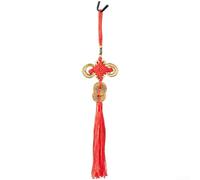 Ciondolo in ottone con classico nodo cinese della ricchezza e moneta Feng Shui per uso decorativo da appendere alla porta (B)