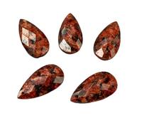 Ciondolo in pietra naturale a forma di goccia d'acqua, 13x25 mm, sfaccettato, amazzonite, lapislazzuli, giada, per la creazione di gioielli, orecchini, collane, fatti a mano - Diaspro rosso - 3 pezz