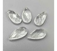 Ciondolo in pietra naturale a forma di goccia d'acqua, 13x25 mm, sfaccettato, amazzonite, lapislazzuli, giada, per la creazione di gioielli, orecchini, collane, fatto a mano - Quarzo trasparente - 1