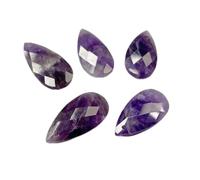 Ciondolo in pietra naturale a forma di goccia d'acqua, 13x25 mm, sfaccettato, amazzonite, lapislazzuli, giada, per la creazione di gioielli, orecchini, collane, fatti a mano - Ametista - 2 pezzi