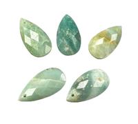 Ciondolo in pietra naturale a forma di goccia d'acqua, 13x25 mm, sfaccettato, amazzonite, lapislazzuli, giada, per la creazione di gioielli, orecchini, collane, fatti a mano - Amazzonite - 2 pezzi