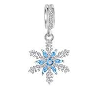 Ciondolo invernale in argento Sterling 925 a forma di fiocco di neve, albero di Natale, per braccialetti Pandora, con zirconia cubica, in confezione regalo, Misura unica, Argento sterling Zirconia
